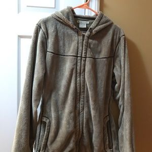 Ex Officio Fuzzy Fleece Tan Sweater With Hood Sz M